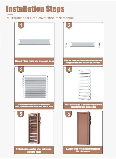 9-Tier Vertical Narrow Shoe Rack Organizer Tall Shoe Rack for Closet Entryway Non-Woven Cover Shoe Shelf (W58 x D30 x H158)cm - Win Red