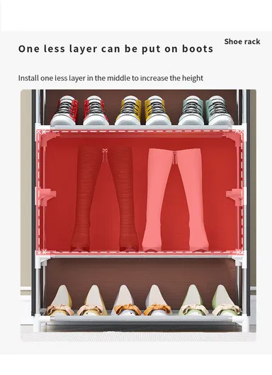 9-Tier Vertical Narrow Shoe Rack Organizer Tall Shoe Rack for Closet Entryway Non-Woven Cover Shoe Shelf (W58 x D30 x H158)cm - Win Red