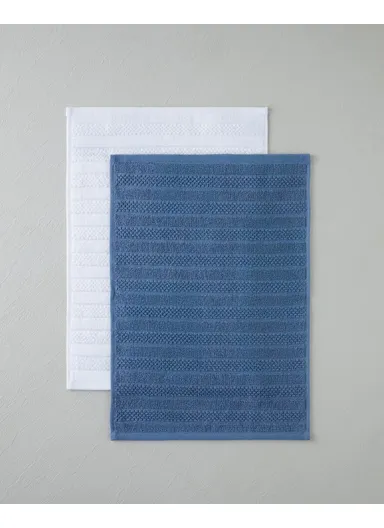 Sandy Stripe Cotton Hand Towel 30x45 cm Navy Blue