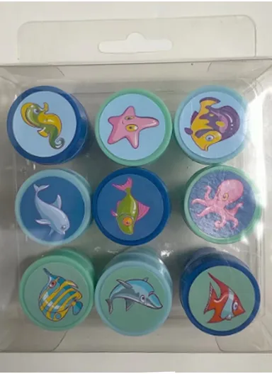 9-Piece Pre-Inked Animal Stamp Set for Kids, Safe, BPA-Free, Assorted Designs