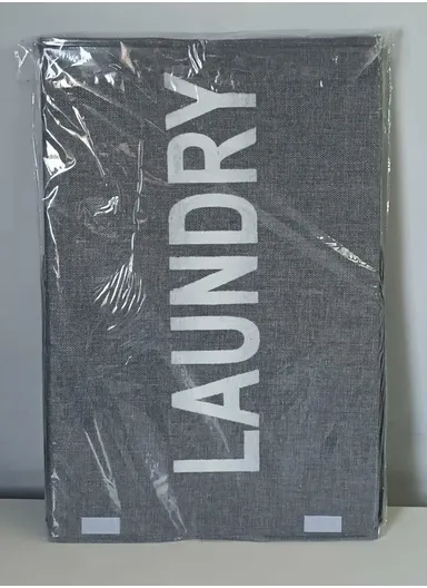 Foldable Laundry Storage Stool with Lid, Large Fabric Clothes Hamper &amp; Organizer with Side Handles (W40 × D29 × H60)cm – Navy