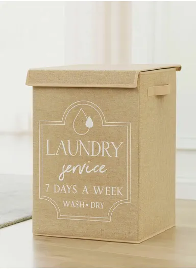 Foldable Laundry Storage Stool with Lid, Large Fabric Clothes Hamper &amp; Organizer with Side Handles (W40 × D29 × H60)cm – Yellow