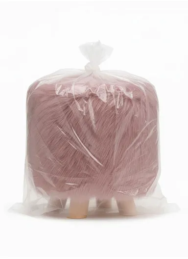 Simple Creative Long Faux Fur Small Stool Portable, Anti-Slip Top &amp; Space-Saving Design (D30 x H32)cm – Pink