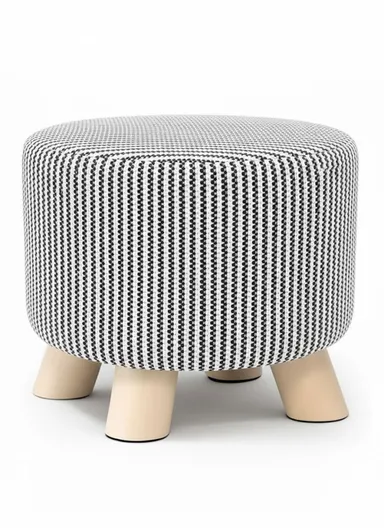 Simple Creative Mesh Stool Portable, Anti-Slip Top &amp; Space-Saving Design (D28 x H25)cm - White