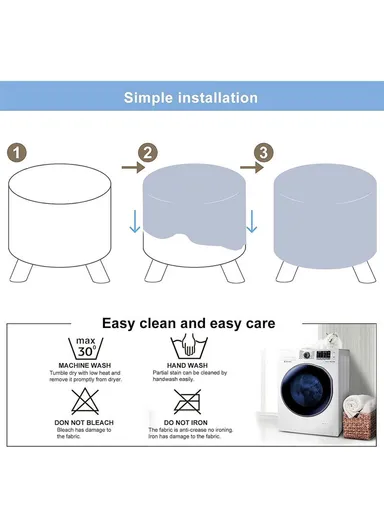 Simple Creative Mesh Stool Portable, Anti-Slip Top &amp; Space-Saving Design (D28 x H25)cm - White