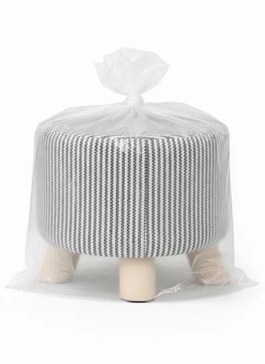 Simple Creative Mesh Stool Portable, Anti-Slip Top &amp; Space-Saving Design (D28 x H25)cm - White