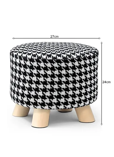 Simple Creative Mesh HandStooth Small Stool Portable, Anti-Slip Top &amp; Space-Saving Design (D27 x H24)cm - Orange &amp; White