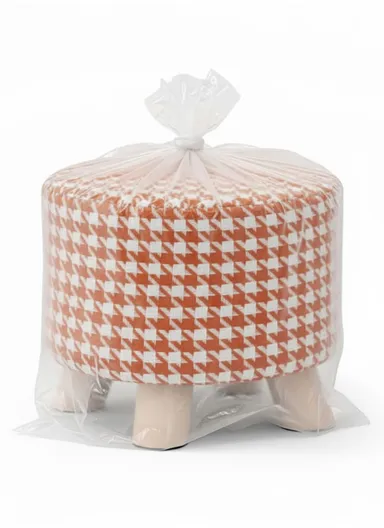Simple Creative Mesh HandStooth Small Stool Portable, Anti-Slip Top &amp; Space-Saving Design (D27 x H24)cm - Orange &amp; White