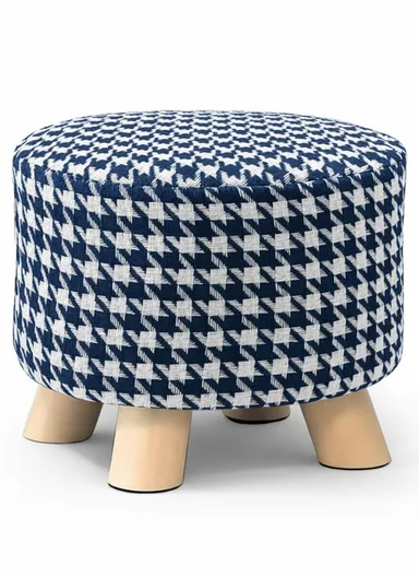Simple Creative Children HandStooth Small Stool Portable, Anti-Slip Top &amp; Space-Saving Design (D27 x H24)cm - Navy &amp; White