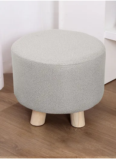 Simple Creative Microfiber Suede Small Stool – Portable, Anti-Slip &amp; Space-Saving Design (D28 × H25 cm) – Light Grey