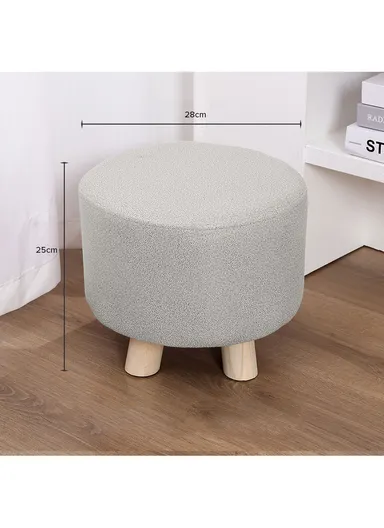 Simple Creative Microfiber Suede Small Stool – Portable, Anti-Slip &amp; Space-Saving Design (D28 × H25 cm) – Light Grey