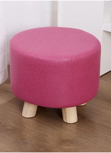 Simple Creative Microfiber Suede Small Stool – Portable, Anti-Slip &amp; Space-Saving Design (D28 × H25 cm)  – Rose
