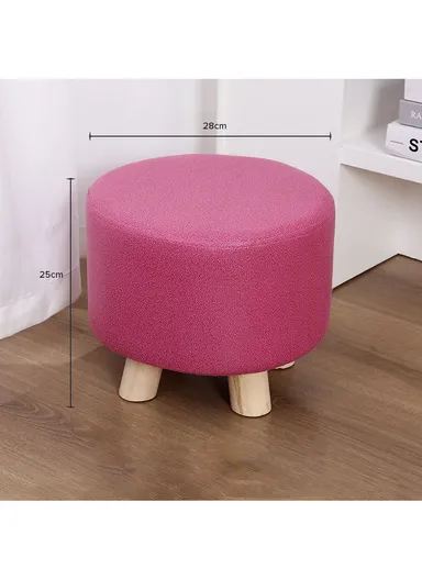 Simple Creative Microfiber Suede Small Stool – Portable, Anti-Slip &amp; Space-Saving Design (D28 × H25 cm)  – Rose