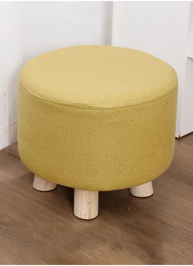 Simple Creative Microfiber Suede Small Stool – Portable, Anti-Slip &amp; Space-Saving Design (D28 × H25 cm) – Mustard
