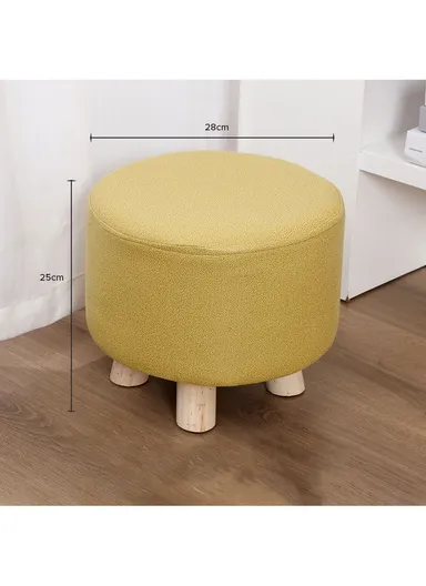 Simple Creative Microfiber Suede Small Stool – Portable, Anti-Slip &amp; Space-Saving Design (D28 × H25 cm) – Mustard