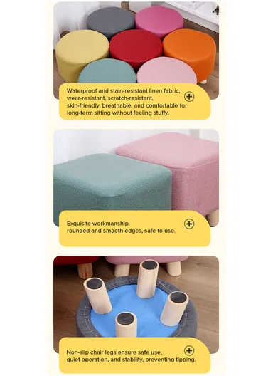 Simple Creative Microfiber Suede Small Stool – Portable, Anti-Slip &amp; Space-Saving Design (D28 × H25 cm) – Mustard