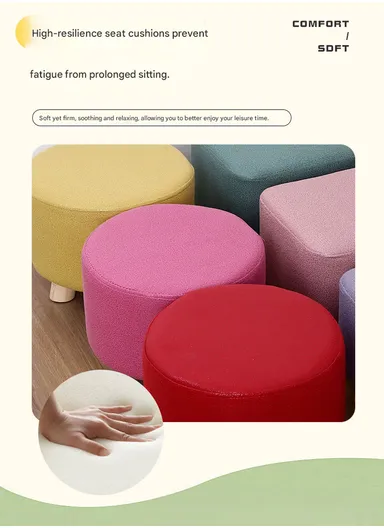 Simple Creative Microfiber Suede Small Stool – Portable, Anti-Slip &amp; Space-Saving Design (D28 × H25 cm) – Forest Green