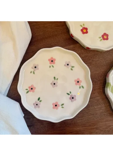 260ML Elegant Flowers Ceramic Mug &amp; Plate Set (D14 x H10)cm