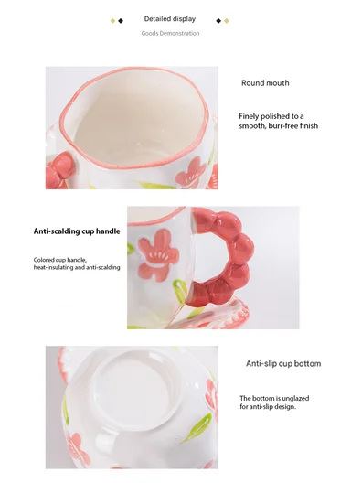 300ML Heart &amp; Bow Pattern Ceramic Mug, Saucer Set With Classic Black Rim - White &amp; Black