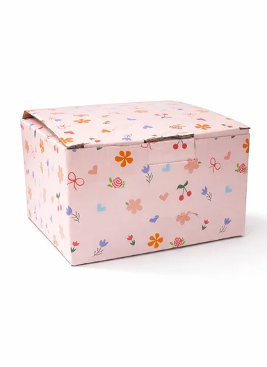 300ML Heart &amp; Bow Pattern Ceramic Mug, Saucer Set With Classic Black Rim - White &amp; Pink