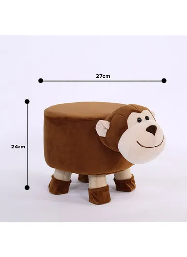 Simple Creative Children Faux Fur Small Stool Portable, Anti-Slip Top &amp; Space-Saving Design (D27 x H24)cm - Panda