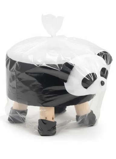 Simple Creative Children Faux Fur Small Stool Portable, Anti-Slip Top &amp; Space-Saving Design (D27 x H24)cm - Panda