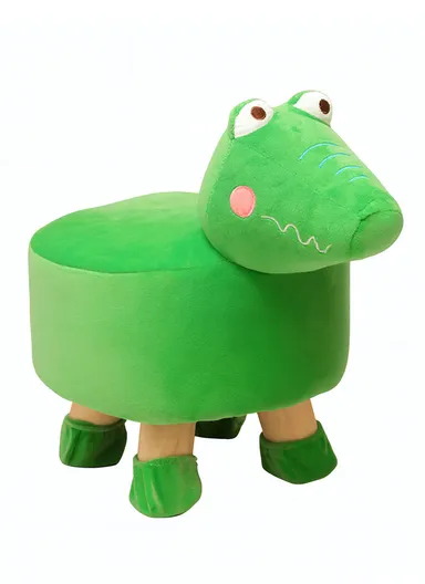 Simple Creative Children Faux Fur Small Stool Portable, Anti-Slip Top &amp; Space-Saving Design (D27 x H24)cm - Dinosaur