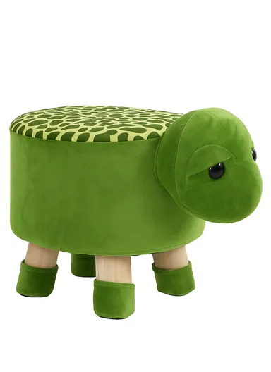 Simple Creative Children Faux Fur Small Stool Portable, Anti-Slip Top &amp; Space-Saving Design (D27 x H24)cm - Turtle
