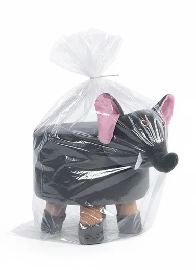 Simple Creative Children Faux Fur Small Stool Portable, Anti-Slip Top &amp; Space-Saving Design (D27 x H24)cm - Elephant