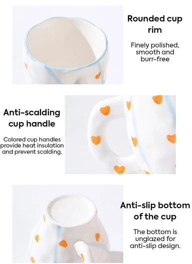 360ML Elegant Pink Flower Ceramic Mug With Wavy Rim (D9.5 x H10)cm