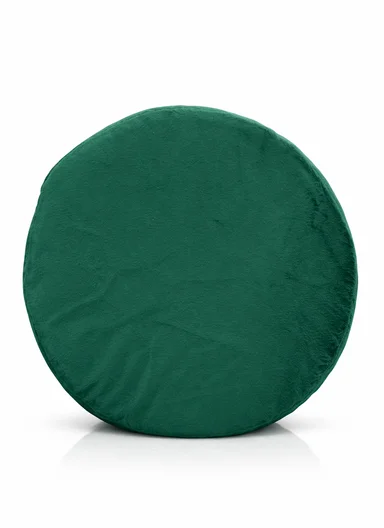 Simple Creative Faux Fur Small Stool Portable, Anti-Slip Top &amp; Space-Saving Design (D26 x H26)cm - Green