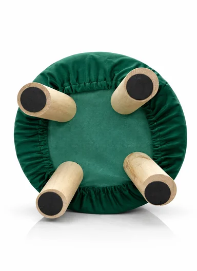 Simple Creative Faux Fur Small Stool Portable, Anti-Slip Top &amp; Space-Saving Design (D26 x H26)cm - Green