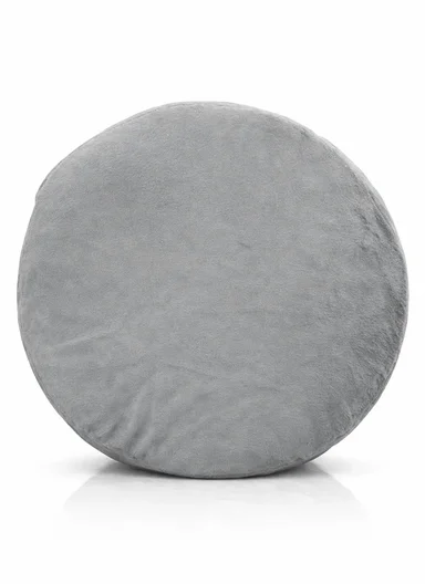 Simple Creative Faux Fur Small Stool Portable, Anti-Slip Top &amp; Space-Saving Design (D26 x H26)cm - Grey 