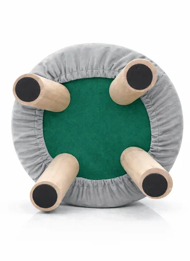 Simple Creative Faux Fur Small Stool Portable, Anti-Slip Top &amp; Space-Saving Design (D26 x H26)cm - Grey 