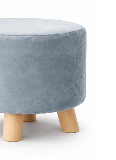 Simple Creative Faux Fur Small Stool Portable, Anti-Slip Top &amp; Space-Saving Design (D26 x H26)cm - Silver