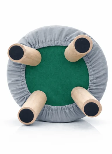 Simple Creative Faux Fur Small Stool Portable, Anti-Slip Top &amp; Space-Saving Design (D26 x H26)cm - Silver