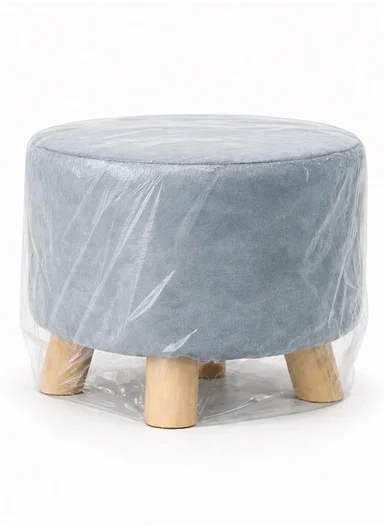 Simple Creative Faux Fur Small Stool Portable, Anti-Slip Top &amp; Space-Saving Design (D26 x H26)cm - Silver