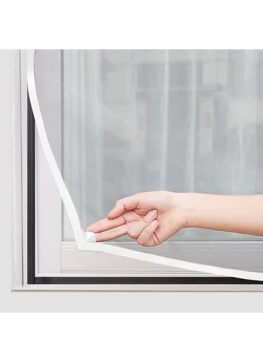 80 x 120cm Magnetic Window Screen Mesh Insect Barrier Curtain for Kitchen Living Room - White Frame+Grey Mesh