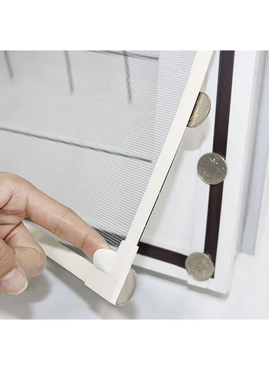 80 x 120cm Magnetic Window Screen Mesh Insect Barrier Curtain for Kitchen Living Room - White Frame+Grey Mesh