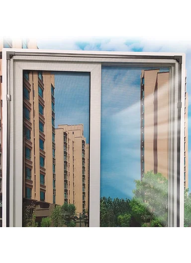 80 x 120cm Magnetic Window Screen Mesh Insect Barrier Curtain for Kitchen Living Room - White Frame+Grey Mesh