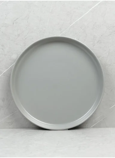 12-Pieces Modern Matte Grey Round Stoneware Dinnerware Set 