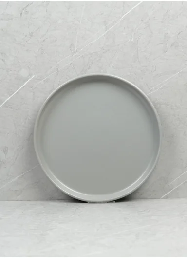 12-Pieces Modern Matte Grey Round Stoneware Dinnerware Set 