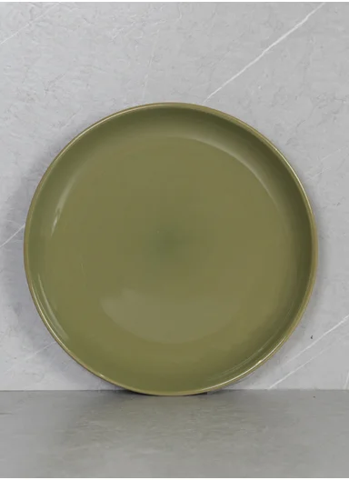 12 pieces Stoneware Dinnerware Set, Dishwasher &amp; Microwave Safe Durable Everyday Dining Set-Terracotta-Green