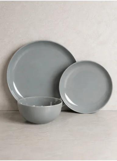 12 pieces Rounded Stoneware Dinnerware Set, Dishwasher &amp; Microwave Safe Durable Everyday Dining Set -orchid