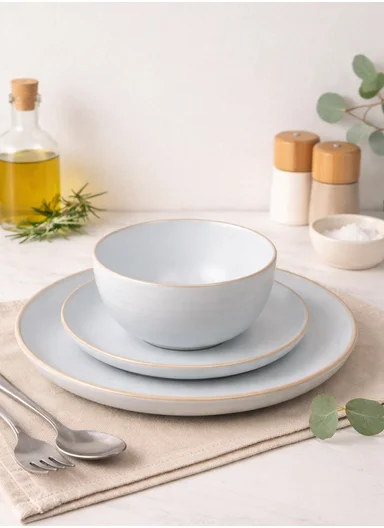 12 pieces Stoneware Dinnerware Set, Dishwasher &amp; Microwave Safe Durable Everyday Dining Set-Terracotta-White