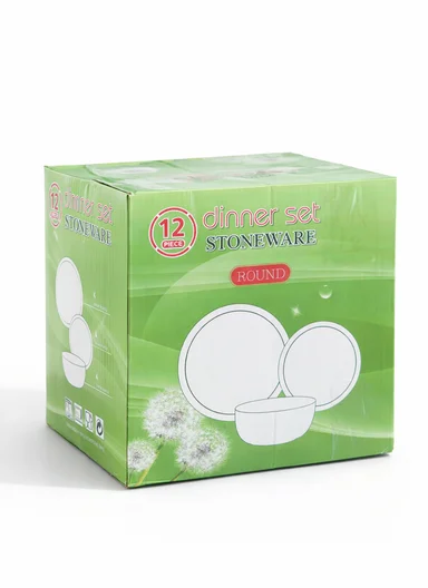 12 pieces Stoneware Dinnerware Set, Dishwasher &amp; Microwave Safe Durable Everyday Dining Set-Terracotta-White