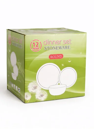 12 pieces Stoneware Dinnerware Set, Dishwasher &amp; Microwave Safe Durable Everyday Dining Set -Cream