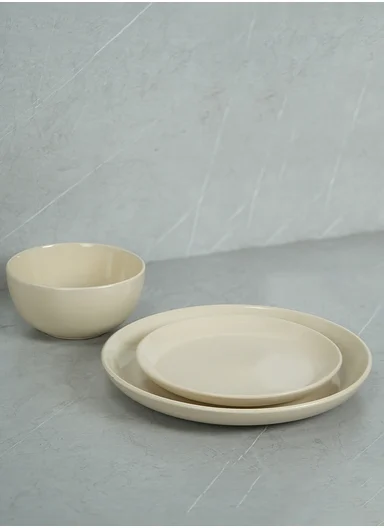 12 pieces Stoneware Dinnerware Set, Dishwasher &amp; Microwave Safe Durable Everyday Dining Set -Beige