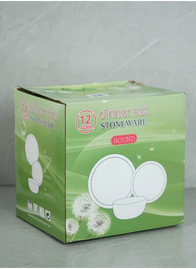 12 pieces Stoneware Dinnerware Set, Dishwasher &amp; Microwave Safe Durable Everyday Dining Set -Beige