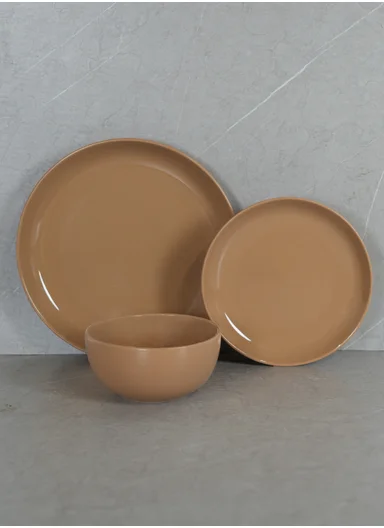 12 pieces Stoneware Dinnerware Set, Dishwasher &amp; Microwave Safe Durable Everyday Dining Set -Sand